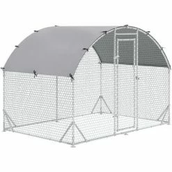 PawHut Walk-In Chicken Run Galvanised Chicken Coop W/ Cover 2.8 X 1.9 X 2m