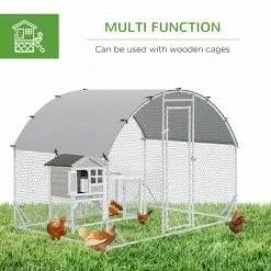 PawHut Walk-In Chicken Run Galvanised Chicken Coop W/ Cover 2.8 X 1.9 X 2m -PawHut Shop 56643033 5