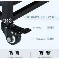 PawHut Metal Kennel Cage With Wheels And Crate Tray For Pet Dog Large Black -PawHut Shop 5705167 4