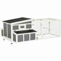 Front Page 2 PawHut Chicken Coop Hen House Poultry Crate W/ Nesting Box Tray, 225x147x 85.5cm
