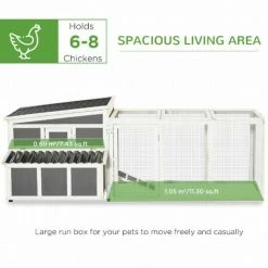 PawHut Chicken Coop Hen House Poultry Crate W/ Nesting Box Tray, 225x147x 85.5cm -PawHut Shop 57882072 4