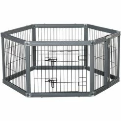 Front Page 12 PawHut Dog Play Pen 6 Panel Pet Playpen Foldable Rabbit Guinea Pig Run W/ Door
