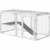 PawHut DIY Rabbit Hutch 9PCs Guinea Pig House Bunny Cage W/ Door Ladder Divider