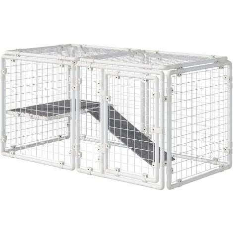 PawHut DIY Rabbit Hutch 9PCs Guinea Pig House Bunny Cage w/ Door Ladder Divider PawHut DIY Rabbit Hutch 9PCs Guinea Pig House Bunny Cage W/ Door Ladder Divider -PawHut Shop 58388962 1