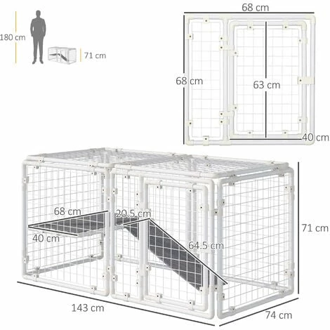 PawHut DIY Rabbit Hutch 9PCs Guinea Pig House Bunny Cage w/ Door Ladder Divider PawHut DIY Rabbit Hutch 9PCs Guinea Pig House Bunny Cage W/ Door Ladder Divider -PawHut Shop 58388962 2