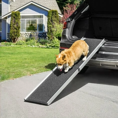 PawHut Dog Ramp For Car Telescoping Pet Ramp W/ Handle, Aluminium Frame Non-Slip 3 PawHut Dog Ramp For Car Telescoping Pet Ramp W/ Handle, Aluminium Frame Non-Slip - Image 3