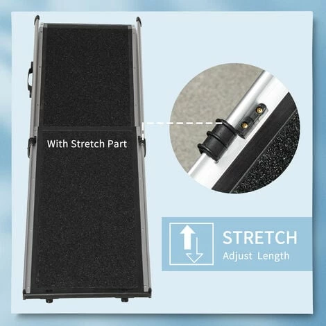 PawHut Dog Ramp For Car Telescoping Pet Ramp W/ Handle, Aluminium Frame Non-Slip 5 PawHut Dog Ramp For Car Telescoping Pet Ramp W/ Handle, Aluminium Frame Non-Slip - Image 5