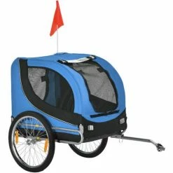 PawHut Dog Bike Trailer Pet Cart Bike Carrier Travel With Hitch Coupler Blue