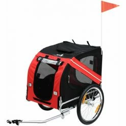 PawHut Pet Bicycle Trailer Dog Cat Bike Carrier Water Resistant Red Outdoor