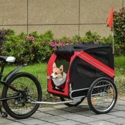 PawHut Pet Bicycle Trailer Dog Cat Bike Carrier Water Resistant Red Outdoor 2 PawHut Pet Bicycle Trailer Dog Cat Bike Carrier Water Resistant Red Outdoor -PawHut Shop 5934794 3