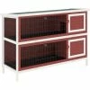PawHut Two-Tier Rabbit Hutch Large Elevated Wooden Bunny Cage W/ Removable Tray