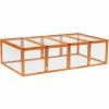 Pawhut Wooden Rabbit Hutch Outdoor, Guinea Pig Hutch, Bunny Cage With Wire Mesh Safety Rabbit Run And Play Space 181 X 100 X 48 Cm