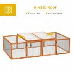 Pawhut Wooden Rabbit Hutch Outdoor, Guinea Pig Hutch, Bunny Cage With Wire Mesh Safety Rabbit Run And Play Space 181 X 100 X 48 Cm -PawHut Shop 5934800 4