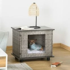 PawHut Wicker Dog House W/ Soft Cushion Adjustable Feet 60 X 44 X 51.5 Cm -PawHut Shop 59476845 3