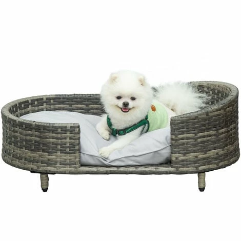 PawHut Wicker Dog Sofa Bed w/ Soft Water-resistant Cushion for XS S Dogs PawHut Wicker Dog Sofa Bed W/ Soft Water-resistant Cushion For XS S Dogs -PawHut Shop 59477085 1