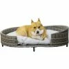 PawHut Wicker Dog Sofa Bed W/ Soft Water-resistant Cushion For XS S M Dogs
