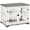 PawHut Wooden Dog Crate Pet Kennel Cage End Table For Small Medium Dogs White