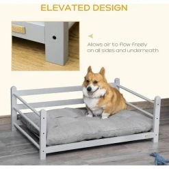 PawHut 95cm Raised Pet Bed Elevated Dog Bed For Small Medium Sized Dogs Cushion -PawHut Shop 59633285 5