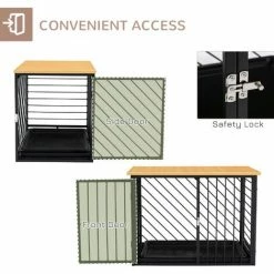 PawHut Steel Dog Cage W/ Wooden Top Removable Tray 53H X 76L X 48W, Black -PawHut Shop 59633287 5