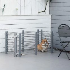 PawHut Dog Pen Foldable Puppy Playpen Fence Indoor Outdoor W/ Gate 64.5H Cm 2 PawHut Dog Pen Foldable Puppy Playpen Fence Indoor Outdoor W/ Gate 64.5H Cm -PawHut Shop 59980175 3