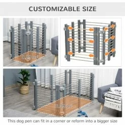 PawHut Dog Pen Foldable Puppy Playpen Fence Indoor Outdoor W/ Gate 64.5H Cm 3 PawHut Dog Pen Foldable Puppy Playpen Fence Indoor Outdoor W/ Gate 64.5H Cm -PawHut Shop 59980175 4