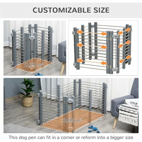 PawHut Dog Pen Foldable Puppy Playpen Fence Indoor Outdoor W/ Gate 64.5H cm PawHut Dog Pen Foldable Puppy Playpen Fence Indoor Outdoor W/ Gate 64.5H Cm -PawHut Shop 59980175 4