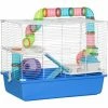 PawHut Hamster Cage W/ Tubes Exercise Wheel, Water Bottle, Food Dish - Blue