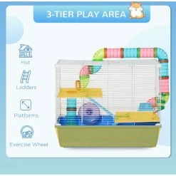 PawHut Hamster Cage W/ Tubes Exercise Wheel, Water Bottle, Food Dish - Blue 3 PawHut Hamster Cage W/ Tubes Exercise Wheel, Water Bottle, Food Dish - Blue -PawHut Shop 59980215 4