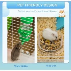 PawHut Hamster Cage W/ Tubes Exercise Wheel, Water Bottle, Food Dish - Blue 4 PawHut Hamster Cage W/ Tubes Exercise Wheel, Water Bottle, Food Dish - Blue -PawHut Shop 59980215 5