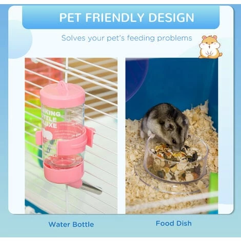 PawHut Hamster Cage w/ Water Bottle, Exercise Wheel, Tubes, Ramps - Blue PawHut Hamster Cage W/ Water Bottle, Exercise Wheel, Tubes, Ramps - Blue -PawHut Shop 59980220 5