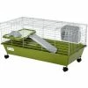 PawHut 89cm Small Animal Cage For Rabbit Ferret Guinea Pig W/ Food Dish Green