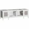 PawHut Rabbit Hutch Separable Guinea Pig Cage Bunny Run W/ Slide Out Tray - Grey