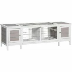 PawHut Rabbit Hutch Separable Guinea Pig Cage Bunny Run W/ Slide Out Tray - Grey