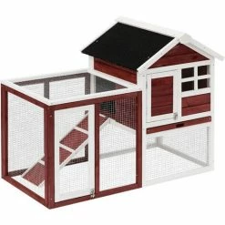 PawHut 122cm Wooden Rabbit Hutch Bunny Cage Pet House With Tray Ladder Run