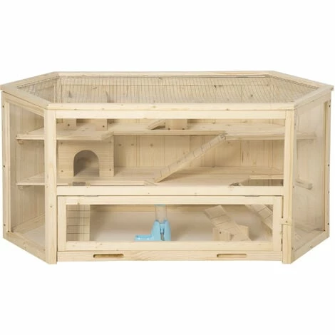 PawHut Three-Tier Wooden Hamster Cage Gerbil Play Centre w/ Sliding Tray, Ramps PawHut Three-Tier Wooden Hamster Cage Gerbil Play Centre W/ Sliding Tray, Ramps -PawHut Shop 60881839 1
