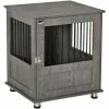PawHut Dog Crate Kennel Wooden Cage For Small Dog, Indoor End Table, Grey