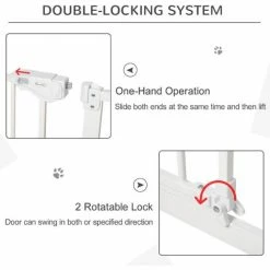 PawHut Adjustable Safety Gate W/ 3 Extensions And Four Adjustable Screws, White -PawHut Shop 60881854 4