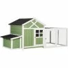 PawHut Chicken Coop With Outdoor Run, Nesting Box, Tray, Openable Roof, Green