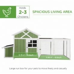 PawHut Chicken Coop With Outdoor Run, Nesting Box, Tray, Openable Roof, Green -PawHut Shop 60881856 4