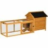PawHut Wooden Chicken Coop Hen House W/ Removable Tray, Nesting Box, Run, Ramp