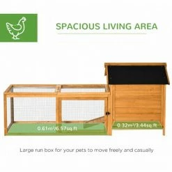 PawHut Wooden Chicken Coop Hen House W/ Removable Tray, Nesting Box, Run, Ramp -PawHut Shop 61160970 4