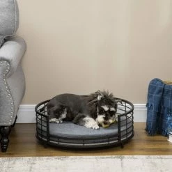 PawHut Raised Dog Bed Modern Pet Sofa, For Small Dogs W/ Cuhsion - Black -PawHut Shop 61258444 3