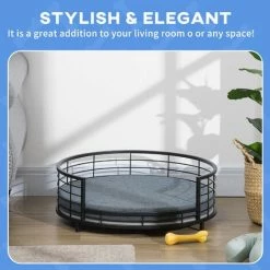 PawHut Raised Dog Bed Modern Pet Sofa, For Small Dogs W/ Cuhsion - Black -PawHut Shop 61258444 5