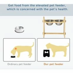 PawHut Adjustable Raised Dog Bowls With Stand And 2 Stainless Steel Bowls -PawHut Shop 61258547 4