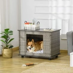PawHut Wicker Dog House W/ Soft Cushion Adjustable Feet 80 X 54 X 61.5 Cm -PawHut Shop 61350000 3