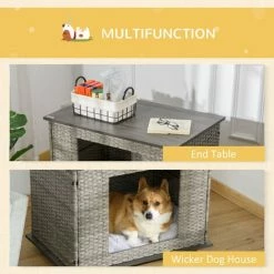 PawHut Wicker Dog House W/ Soft Cushion Adjustable Feet 80 X 54 X 61.5 Cm -PawHut Shop 61350000 4