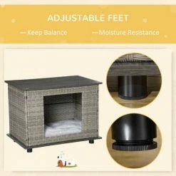 PawHut Wicker Dog House W/ Soft Cushion Adjustable Feet 80 X 54 X 61.5 Cm -PawHut Shop 61350000 5