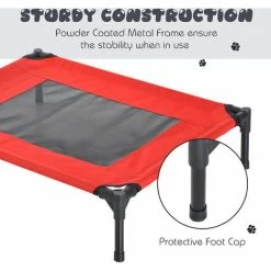 Pawhut Elevated Pet Bed Dog Cool Cot Sleep Indoor Outdoor Portable Basket Red -PawHut Shop 6232628 4