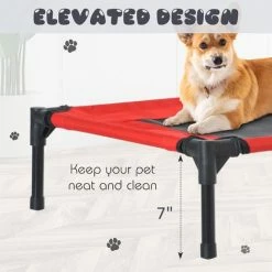 Pawhut Elevated Pet Bed Dog Cool Cot Sleep Indoor Outdoor Portable Basket Red -PawHut Shop 6232628 5
