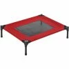 Pawhut Pet Raised Bed Elevated Cool Cot Home Camping Basket Breathable M Red